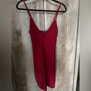NWT PLT Burgundy shape bodycon dress slinky plunge